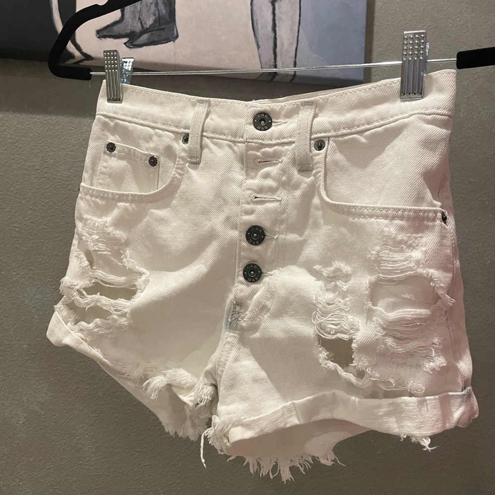 Carmar TITANIA EXPOSED BUTTON DENIM SHORTS White Jean Shorts